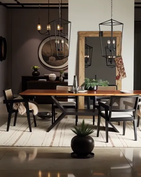 The light in the room warms and the mirror catches the far wall. It becomes clear how much circulation space the table l