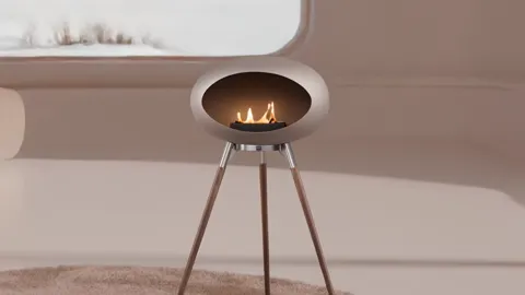 The camera pulls back and a rug appears beneath. The height reads: the bowl sits at about coffee-table level.