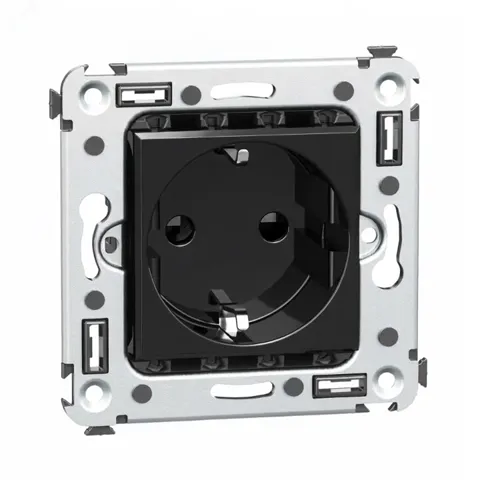 The black mechanism in its light metal frame, almost face-on: a soft highlight on the gloss, the pin holes reading as da