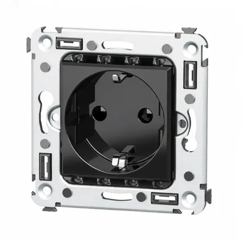 A turn: the highlight moves to the edge of the face, bringing out its chamfer and the earthing clip below.