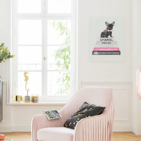 The frame returns closer. The picture is in a slim white frame and hangs without a picture light — it works as a patch o