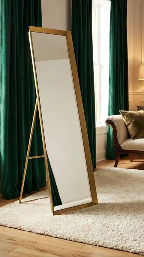 The frame shifts and the window appears in the reflection. The purpose of the lean becomes clear: the mirror catches the