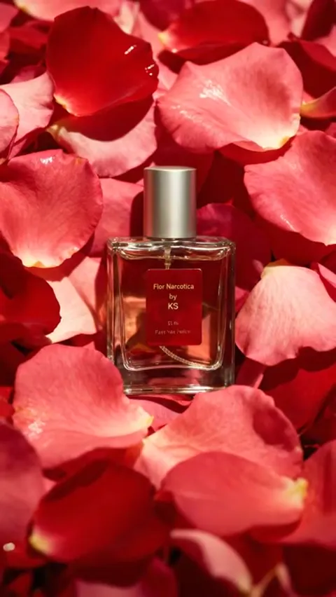 Warmer still, the petals red and the liquid going amber. One frame reads as three different fragrances.