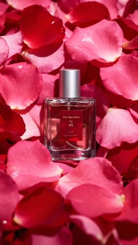 The finale: the petals pink, the bottle at the centre. Eight seconds have shown how far light colour shifts the impressi