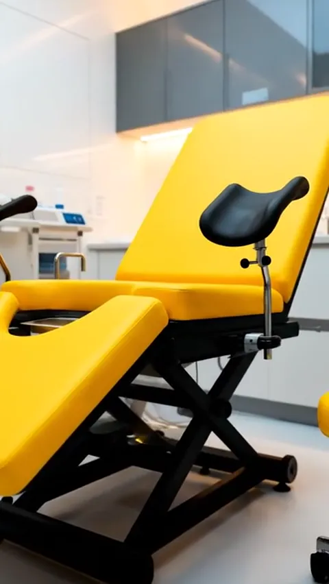 The finale: the chair nearly in profile, the mechanism entire. Eight seconds have shown the construction such a chair is