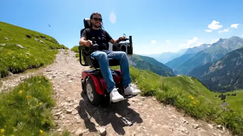 The finale: the chair on the ridge, the valley below. Eight seconds have shown its capability where capability is tested