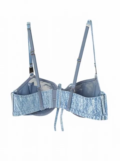 Turning to profile: the cup construction and the line of the seam. The straps hang loose — their length when undone is l