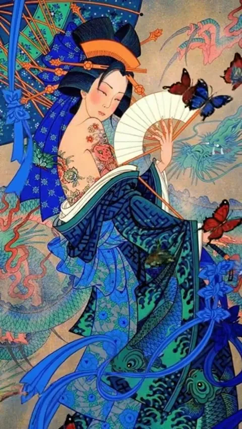 Butterflies fly through the frame. They are drawn in the same manner as everything else — the motion does not break out 